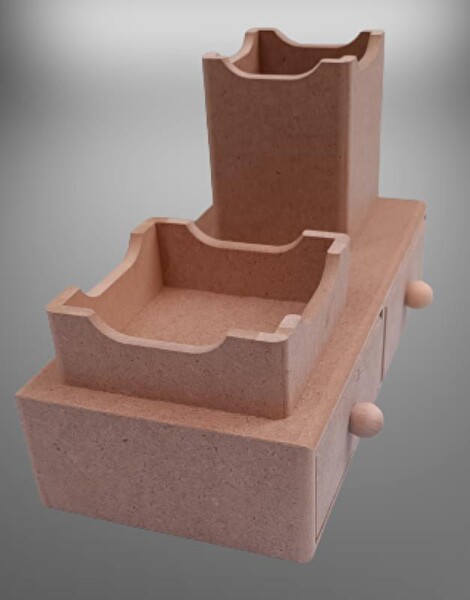 Bengi Ticaret Hobi Adn 90066 Dekoratif Kalemlik Set İkili Model Ham Mdf Ahşap Çekmece El Yapımı
