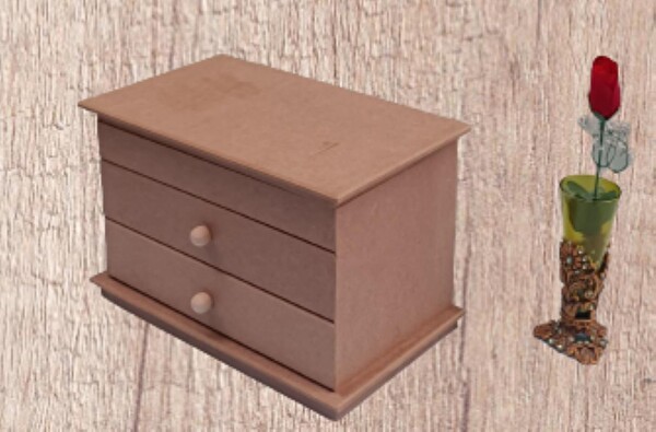 Bengi Ticaret Hobi Erdl Dekoratif 90073 Model Makyaj Kutusu 2 Çekmece Ahşap Mdf Ham El Yapımı