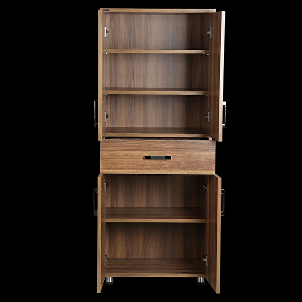 Bengi Ticaret Çok Amaçlı 12938 Dolap Hard Model Parlak Ceviz Suntalem 5 Raf 1Çekm 180 El Yapım