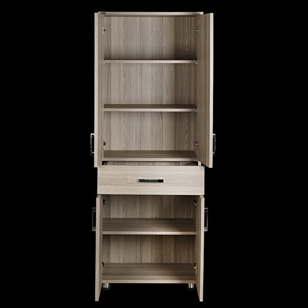 Bengi Ticaret Çok Amaçlı 12687 ST Dolap 180 Cm Hard Parlak Cordoba Suntalem 4Raf 1Çekmece El Yapım