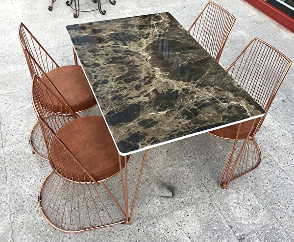 Bengi Ticaret Masa 13798 Tel Sandaly Tk Metal Rose Bakır Japon Ayk Mdf Siyh Desen Tabla El Yapı