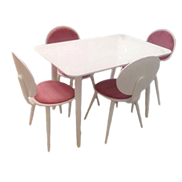 Bengi Ticaret Masa-Sandalye 13572 Retro Papel Tk Model Kayın Retro Kaplama Parlak Beyaz El Yapı