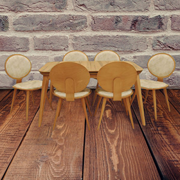 Bengi Ticaret Masa Sandalye 13569 Retro Papel Tk Model Kayın Kaplama Sandalye Açık Parlak Ceviz