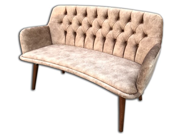 Bengi Ticaret Berjer Takım 13783 Model Kayın Aslan Ayak Parlak Ceviz Kalite Krem Kumaş Kapitone