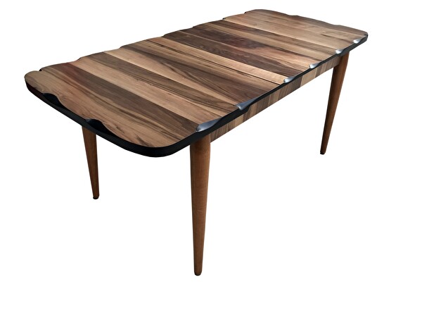 Bengi Ticaret Masa Kütük 19382 Desen Klasik Model Kelebek Açılı Kayın Retro Ayak Parlak Ceviz