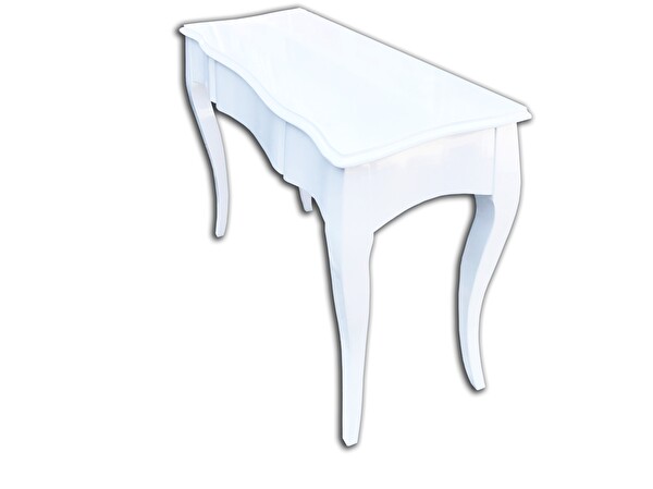 Bengi Ticaret Dresuar 13839 Masa Çift Bombe Model Kayın Klasik Aslan Ayak Parlak Beyaz El Yapım