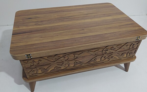 Bengi Ticaret Akıllı Sihirli 17250 Sehpa Fonksiyonel Masa Orta Sehpa Hard Suntalem Ceviz Renk