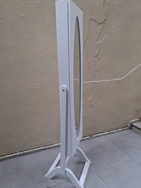 Bengi Ticaret Ayna ST 17711 Takı Dolap Boy Ahşap Kayın-Mdf Gövde Parlak Beyaz Klasik El Yapım
