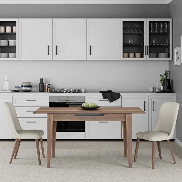 Adore Mobilya Açılır Mutfak Masası - Koyu Oslo Ceviz 120-150x75x70 CM