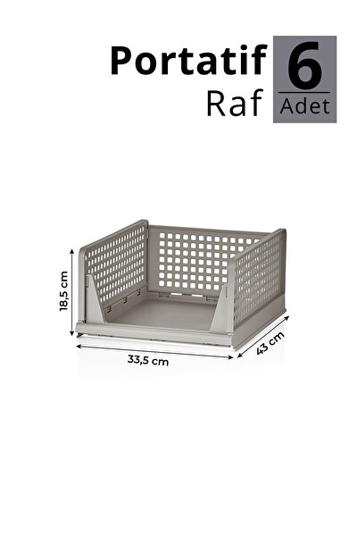 Mithra Life MIT1260 6'lı Kayar Raf Organizer Bej Dolap İçi Kıyafet Aksesuar Düzenleyici