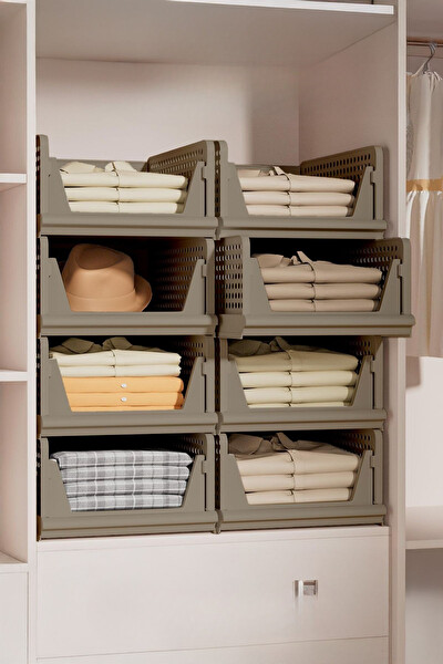 Mithra Life MIT1260 6'lı Kayar Raf Organizer Bej Dolap İçi Kıyafet Aksesuar Düzenleyici