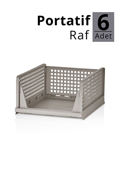 Mithra Life MIT1260 6'lı Kayar Raf Organizer Bej Dolap İçi Kıyafet Aksesuar Düzenleyici