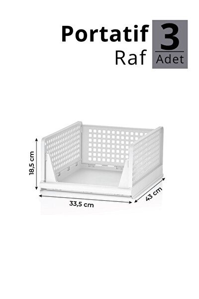 Mithra Life MIT1261 3'lü Kayar Raf Organizer – Beyaz Dolap İçi Kıyafet - Aksesuar Düzenleyici
