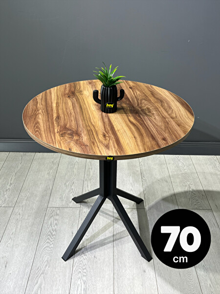 Hey Modüler Mobilya Nisa Kemençe Yuvarlak Yemek Masası Metal Siyah Ayak 70 CM