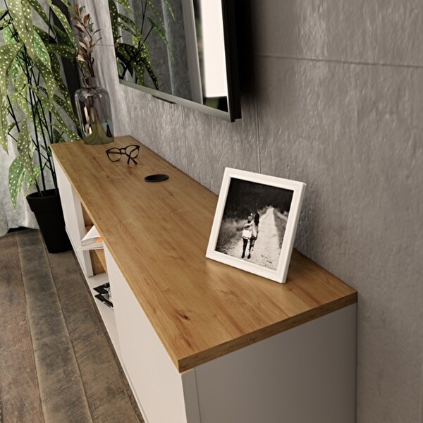 BMdekor Leydi Safir Beyaz 160 CM TV Sehpası