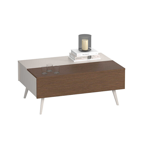 Adore Mobilya Milano Çekmeceli Dikdörtgen Orta Sehpa - Vizon Zebra 103x44x72 CM