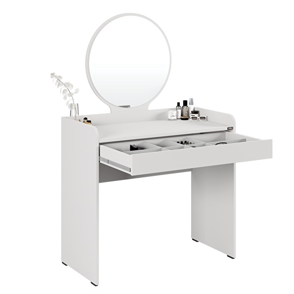 Adore Mobilya Curve Makyaj Masası - Diamond Beyaz 90x142x47 CM