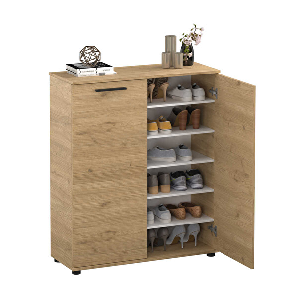 Adore Mobilya Trendline Çok Amaçlı İki Kapaklı 5 Raflı Dolap Florida Meşe 91x108x35 CM
