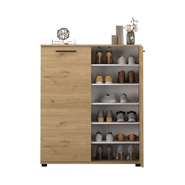 Adore Mobilya Trendline Çok Amaçlı İki Kapaklı 5 Raflı Dolap Florida Meşe 91x108x35 CM