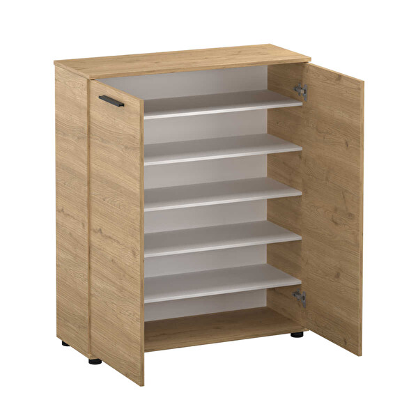 Adore Mobilya Trendline Çok Amaçlı İki Kapaklı 5 Raflı Dolap Florida Meşe 91x108x35 CM