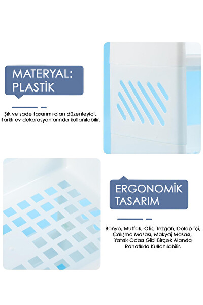 Mithra Life MIT1279 2 Katlı Beyaz Plastik Çok Amaçlı Raf Organizeri