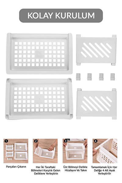 Mithra Life MIT1279 2 Katlı Beyaz Plastik Çok Amaçlı Raf Organizeri
