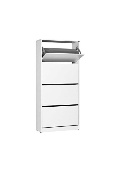 Adore Mobilya Flat Duo 4 Katlı Geniş Ayakkabılık - Mat Beyaz 73x157x26 CM