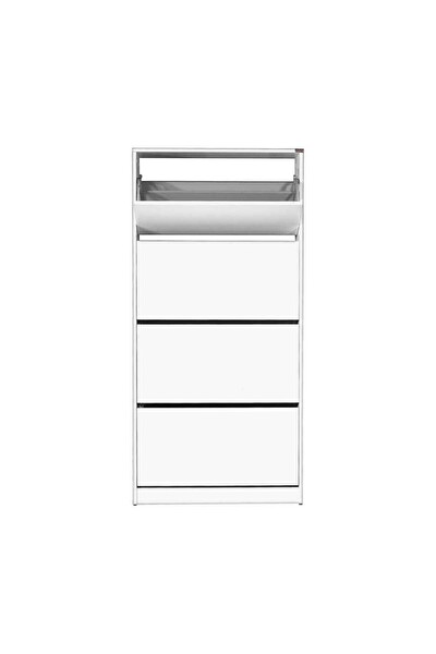 Adore Mobilya Flat Duo 4 Katlı Geniş Ayakkabılık - Mat Beyaz 73x157x26 CM