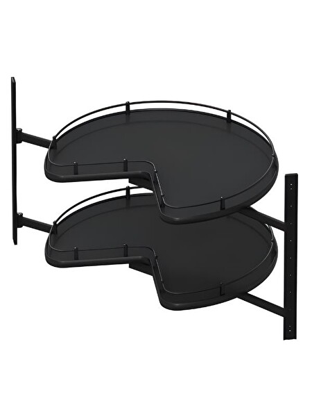 Starax 3051-A Antrasit 3/4 Borusuz Ahşap Tablalı Döner Sepet Takımı