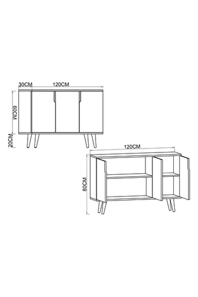 VM Vertex Mobilya Verona 120 CM Konsol, Kahve Köşesi, Tv Ünitesi, Çok Amaçlı Ahşap Ayaklı Konsol S