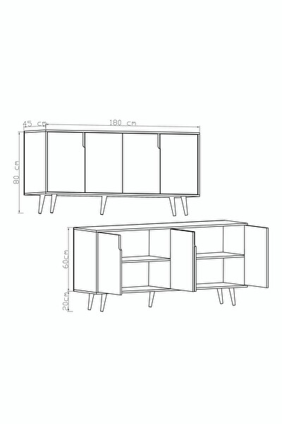VM Vertex Mobilya Latina Modern Konsol 180 CM Ceviz - Beyaz