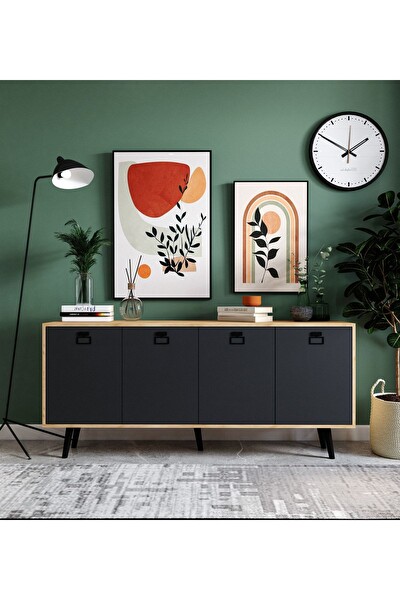VM Vertex Mobilya Parma Mirza Modern Konsol 180 CM Safir Meşe-antrasit