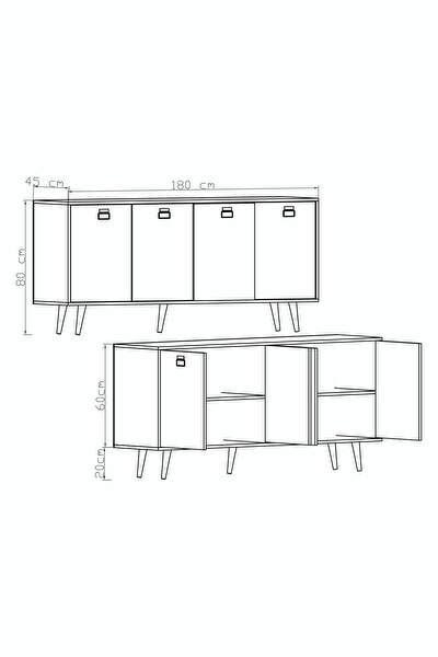 VM Vertex Mobilya Parma Mirza Modern Konsol 180 CM Safir Meşe-antrasit