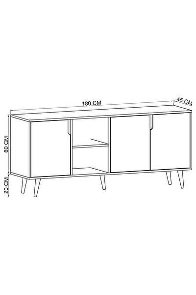 VM Vertex Mobilya Latina Modern Konsol 3 Kapaklı 180 CM Beyaz