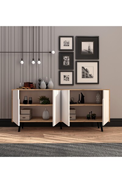 VM Vertex Mobilya Latina Modern Konsol 180 CM Safir Meşe - Beyaz