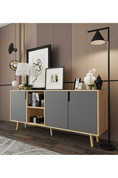 VM Vertex Mobilya Latina Modern Konsol 3 Kapaklı 180 CM Safir Meşe - Antrasit