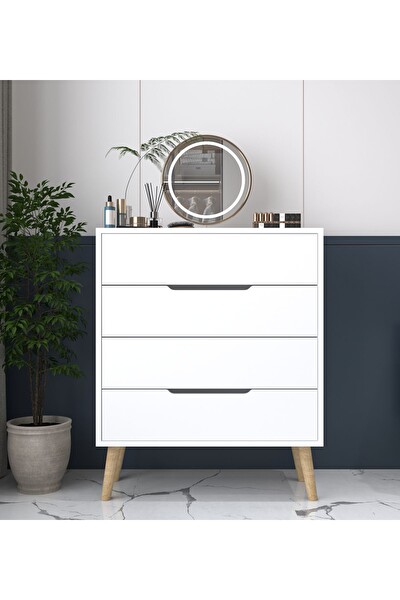 VM Vertex Mobilya Flora Şifonyer 4 Çekmeceli Yatak Odası Bebek Odası Beyaz