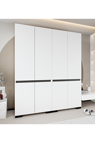 VM Vertex Mobilya Parma Floransa 8 Kapılı Flr8-A3AR Beyaz- Antrasit Gardırop