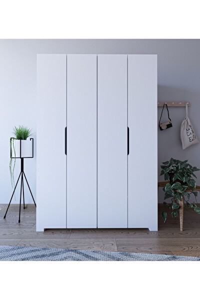 VM Vertex Mobilya Parma Monza 4 Kapılı Beyaz Gardırop Dolap 120 CM Vm30, 180 CM