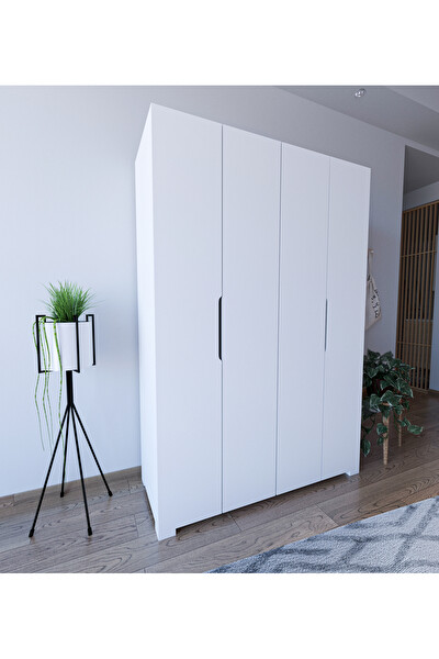 VM Vertex Mobilya Parma Monza 4 Kapılı Beyaz Gardırop Dolap 120 CM Vm30, 180 CM