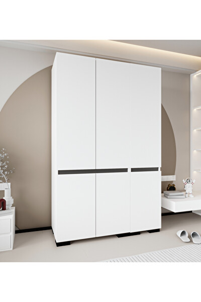 VM Vertex Mobilya Parma Floransa 6 Kapılı Flr3-ıra Beyaz- Antrasit Gardırop