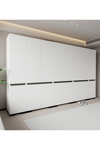 VM Vertex Mobilya Parma Floransa 16 Kapılı Flr16-ıa3 Beyaz- Antrasit Gardırop-Çok Amaçlı Dolap-Yüklük