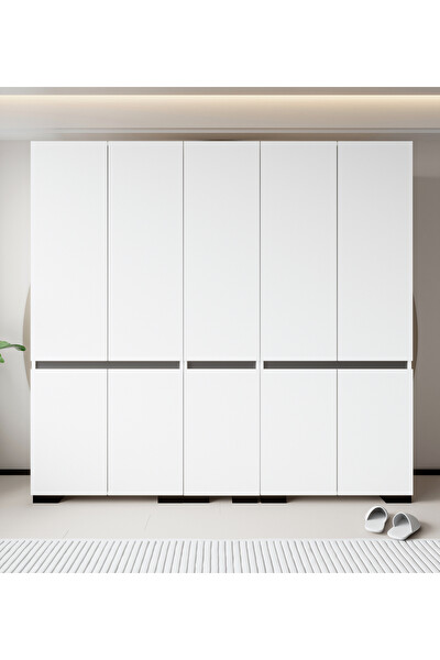 VM Vertex Mobilya Parma Floransa 10 Kapılı Flr10-A2FR Beyaz- Antrasit Gardırop -Çok Amaçlı Dolap -Yüklük