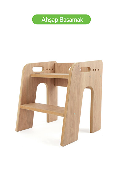 Rozitoys Çocuklar İçin Basamaklı Yükseltici Ahşap Tabure 40x35x34 CM