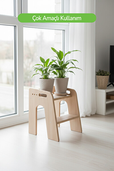 Rozitoys Çocuklar İçin Basamaklı Yükseltici Ahşap Tabure 40x35x34 CM