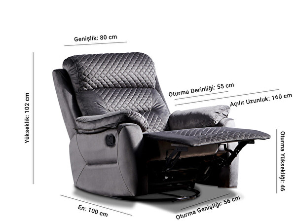 Niron Emerald TV Baba Koltuğu - Sallanan Dönen ve Yatan Koltuk Zümrüt Yeşili