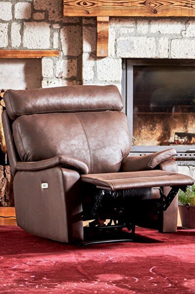 Niron Tokyo Fonksiyonel Elektrikli Tekli Koltuk TV Baba Koltuğu - Berjer Kahverengi