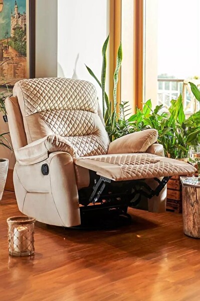 Niron Cappuccino TV Baba Koltuğu - Sallanan Dönen ve Yatan Koltuk Krem