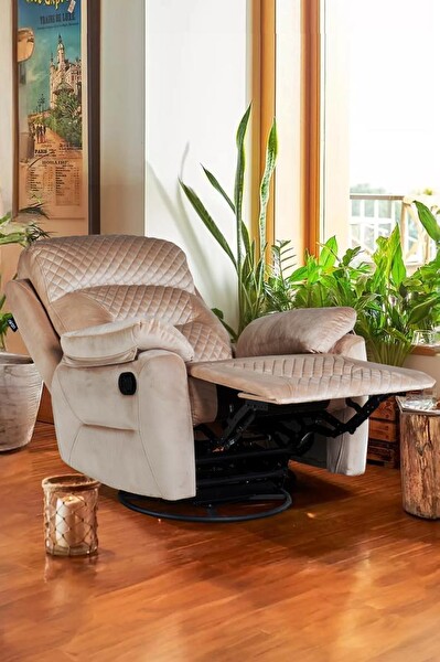 Niron Cappuccino TV Baba Koltuğu - Sallanan Dönen ve Yatan Koltuk Krem