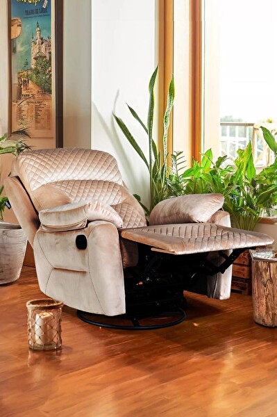 Niron Cappuccino TV Baba Koltuğu - Sallanan Dönen ve Yatan Koltuk Krem